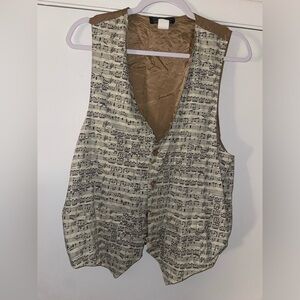 Men’s Vintage Print Vest Large Albert Elovitz INC Novelty Music Vest